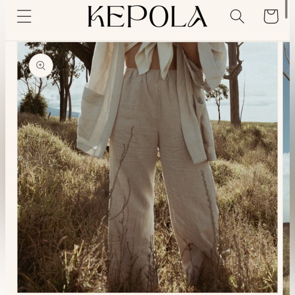 Kepola design house linen Havasu wide leg trouser made in USA